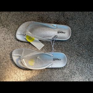 Silver rhinestone flip flops brand new size 6